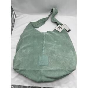 Haute Hippie Leather Festival Suede Hobo Light Green Purse Accessory Bag New